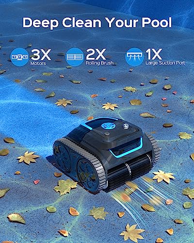 New WYBOT Cordless Robotic Pool Cleaner with Wall Climbing for Inground Pools - Black