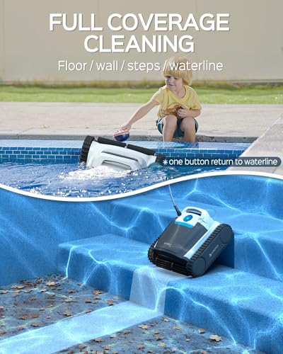 Smart Wall Climbing Pool Cleaner with Remote Control for In-Ground Pools up to 60ft